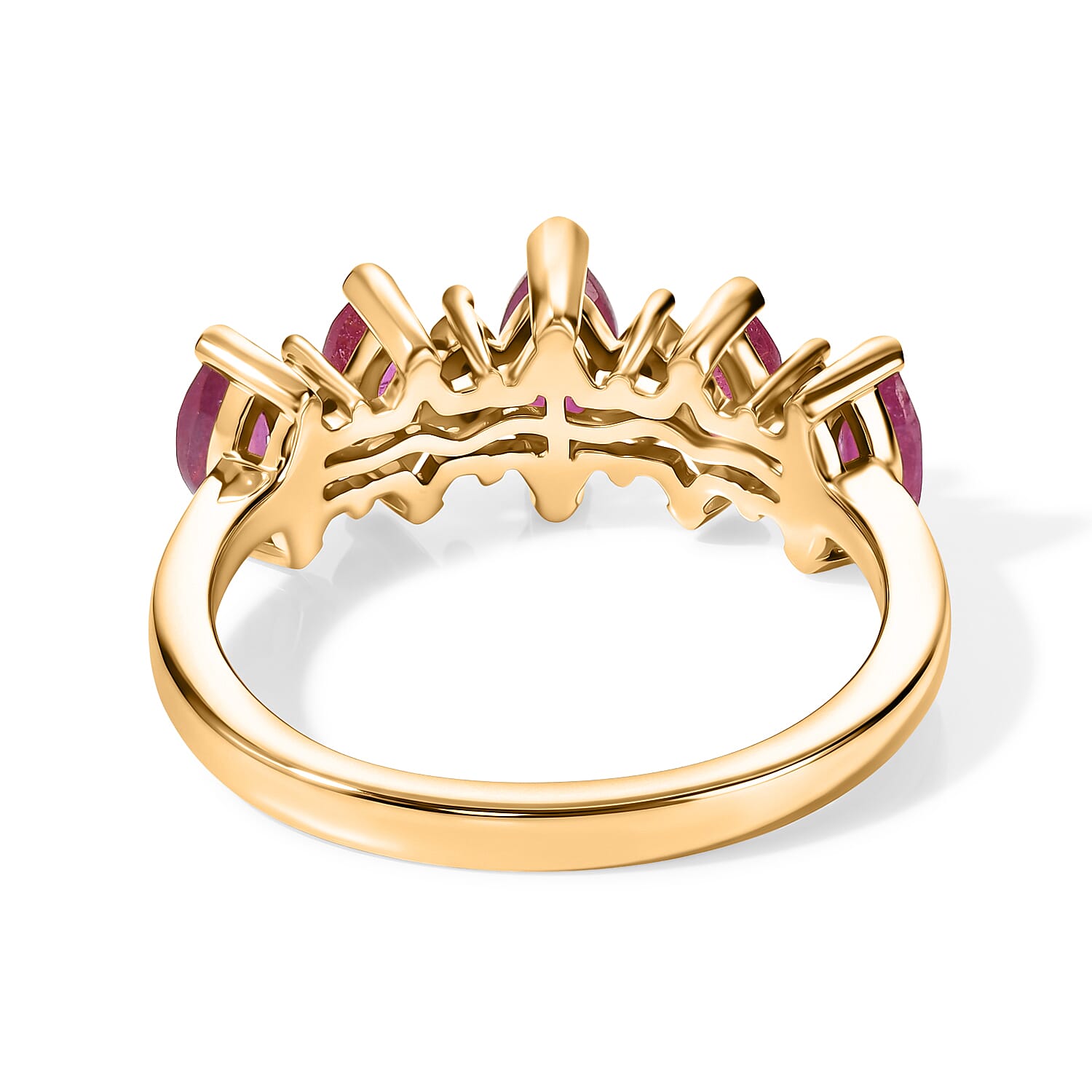 Luxuriant - African Ruby & Lab Grown Diamond (SI-G-H) Ring in Yellow Gold Plated Sterling Silver 1.30 Ct.