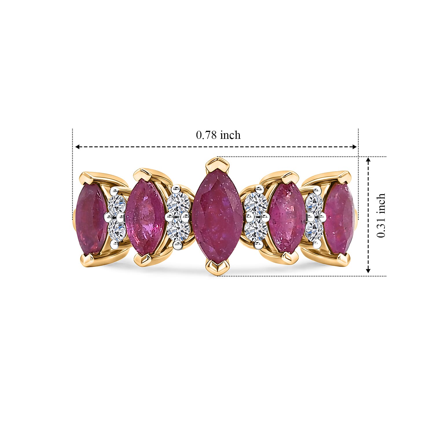 Luxuriant - African Ruby & Lab Grown Diamond (SI-G-H) Ring in Yellow Gold Plated Sterling Silver 1.30 Ct.