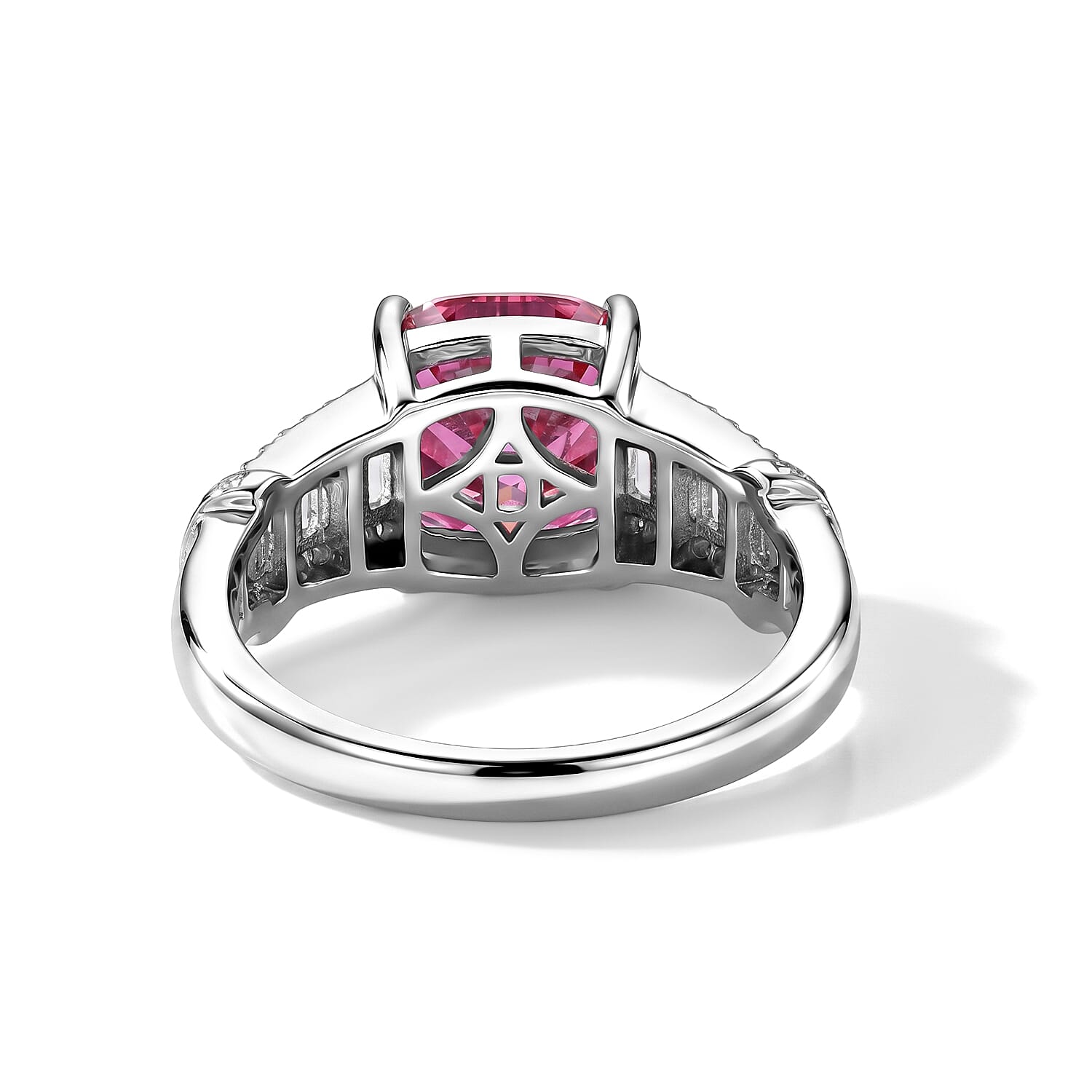 D'Joy - Pink Moissanite & Moissanite Ring in Rhodium Overlay Sterling Silver 3.57 Ct.