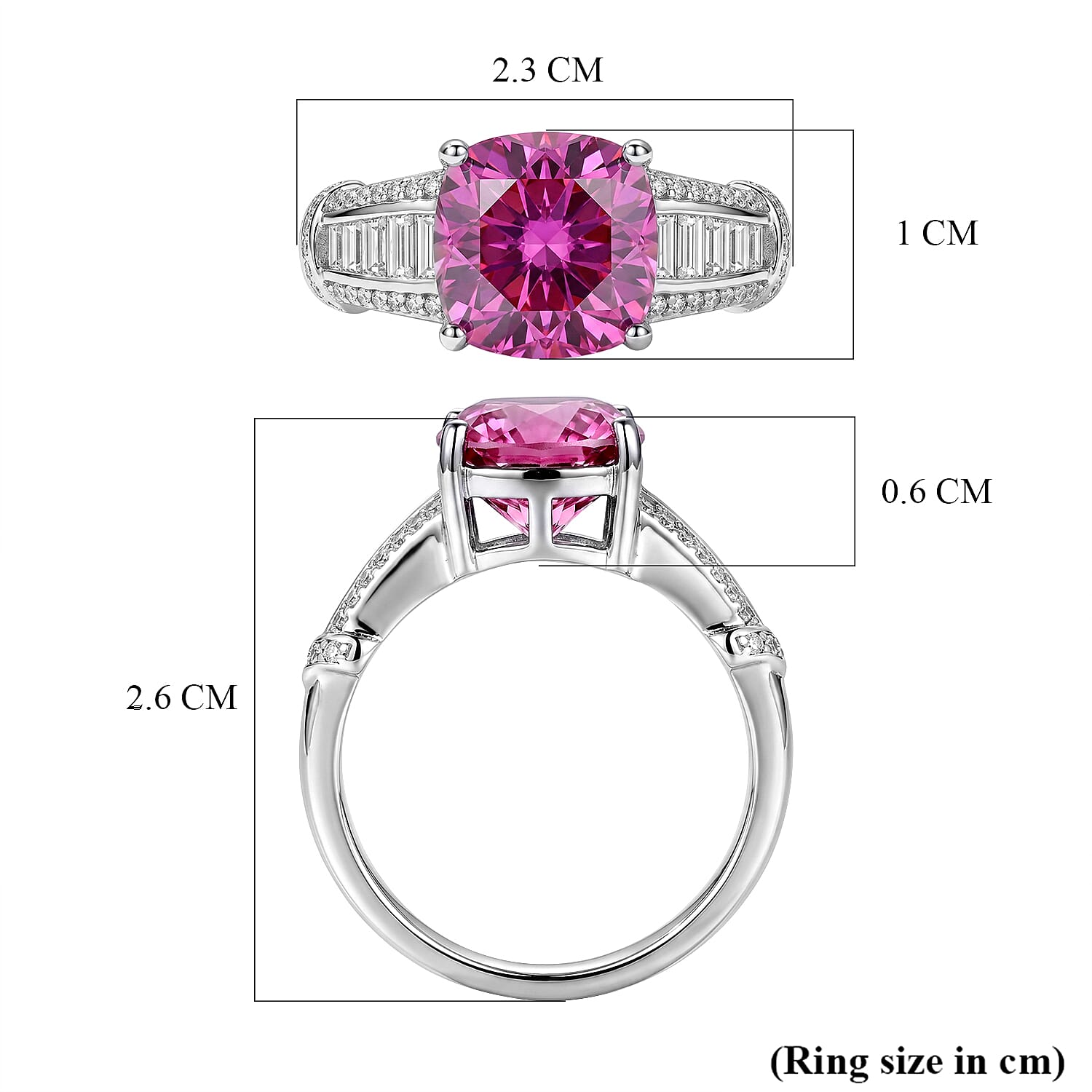D'Joy - Pink Moissanite & Moissanite Ring in Rhodium Overlay Sterling Silver 3.57 Ct.