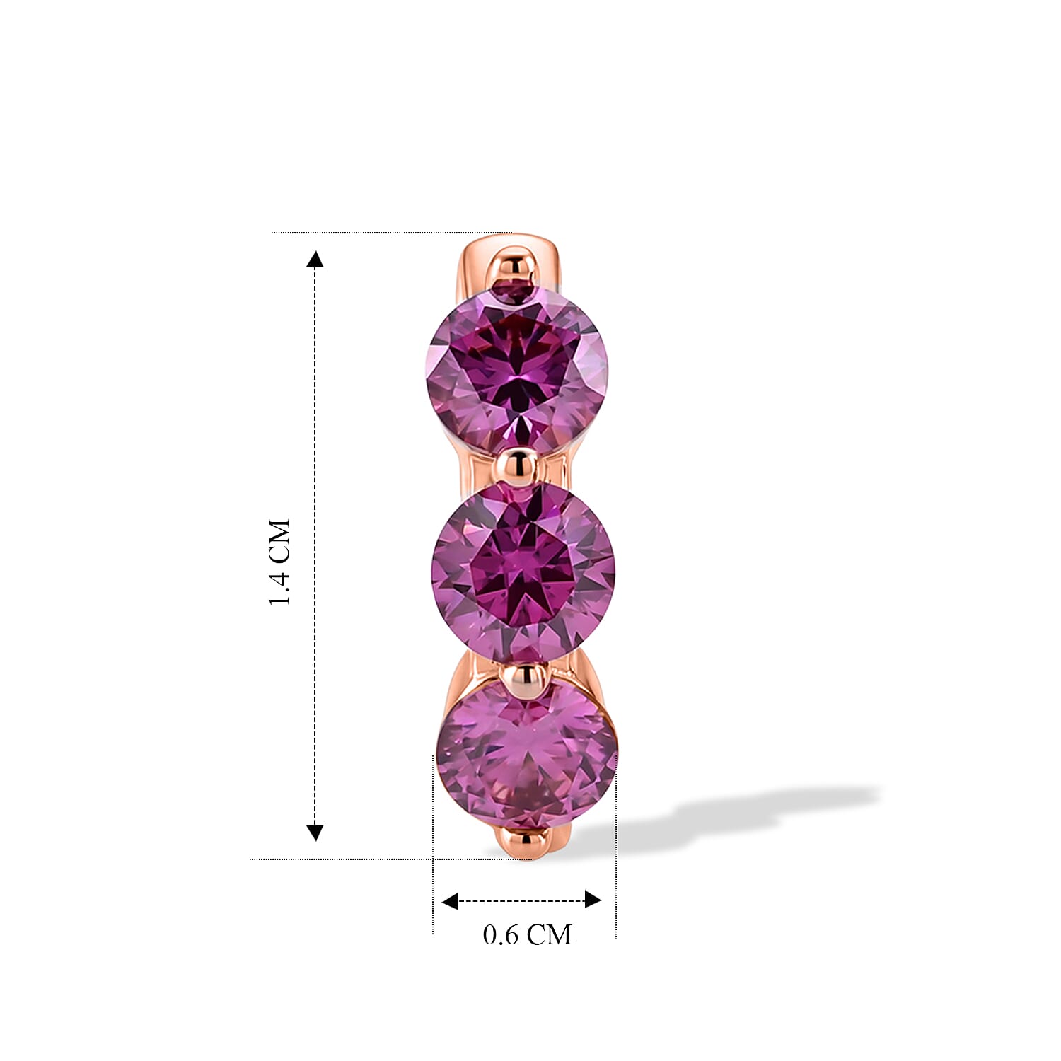 D'Joy - Pink Moissanite Hoop Earring with Clasp in Rose Gold Plated Sterling Silver 1.44 Ct.