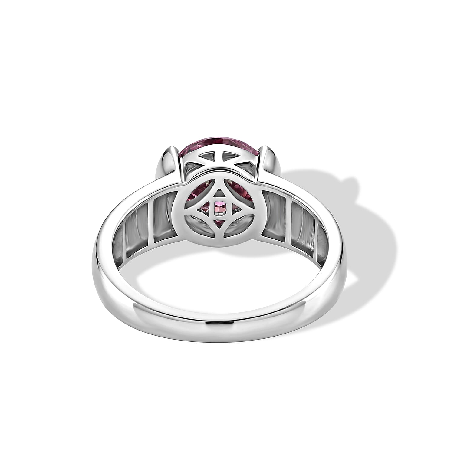 D'Joy - Pink Moissanite Solitaire Ring in Rhodium Overlay Sterling Silver 2.50 Ct.