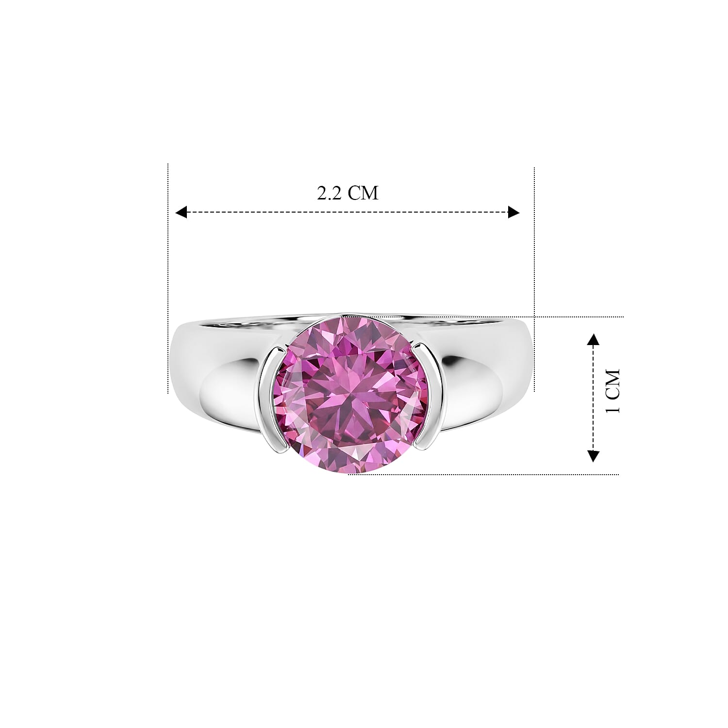 D'Joy - Pink Moissanite Solitaire Ring in Rhodium Overlay Sterling Silver 2.50 Ct.