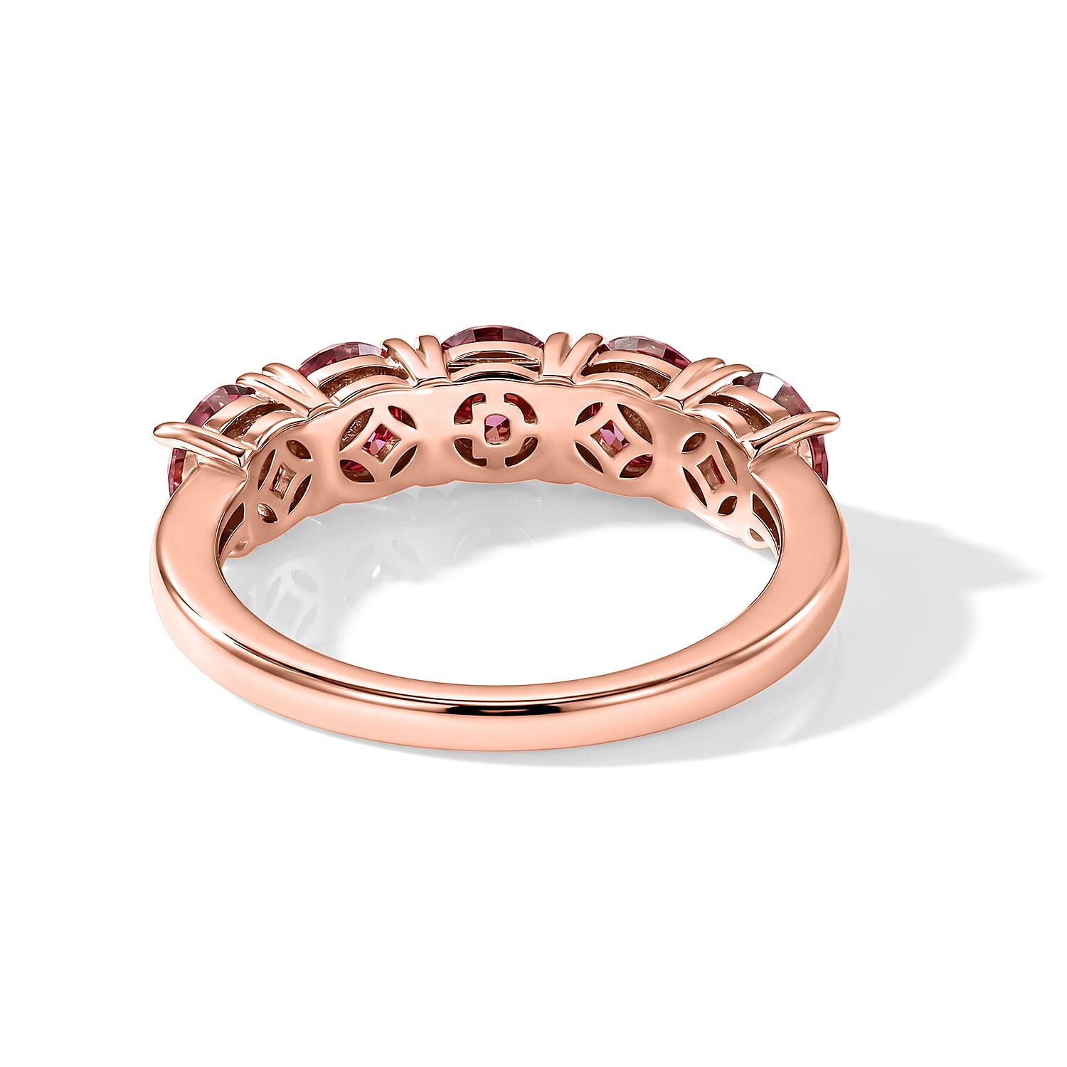 D'Joy - Pink Moissanite 5 Stone Band Ring in Rose Gold Plated Sterling Silver 2.25 Ct.