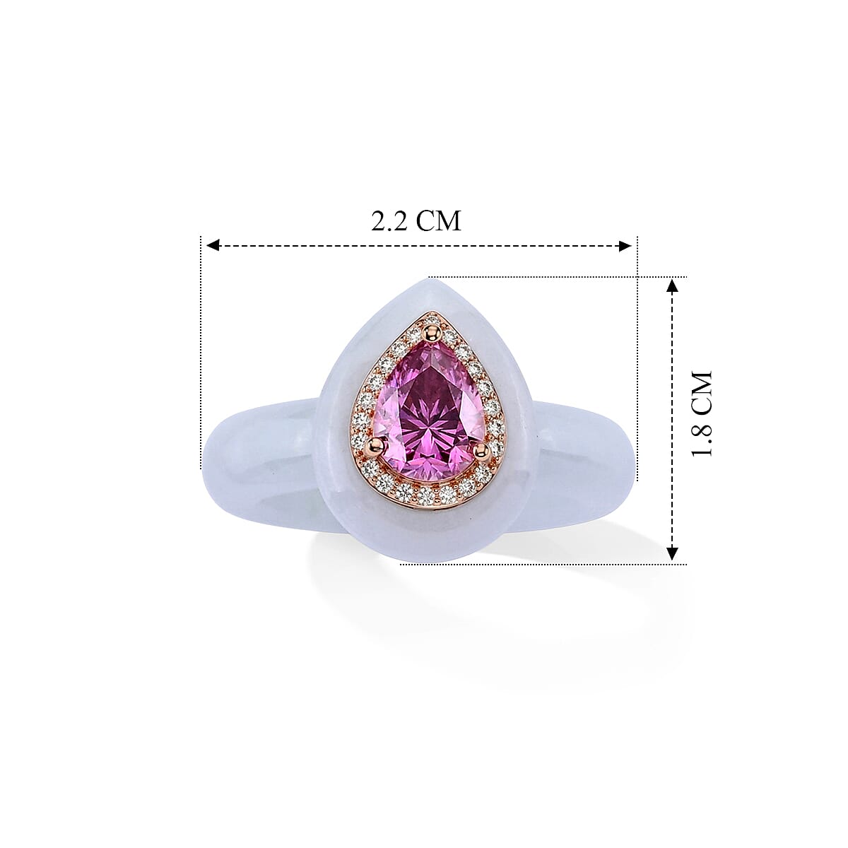D'Joy White Jade, Moissanite, Pink Moissanite Fancy Ring Sterling Silver  31.290  Ct.