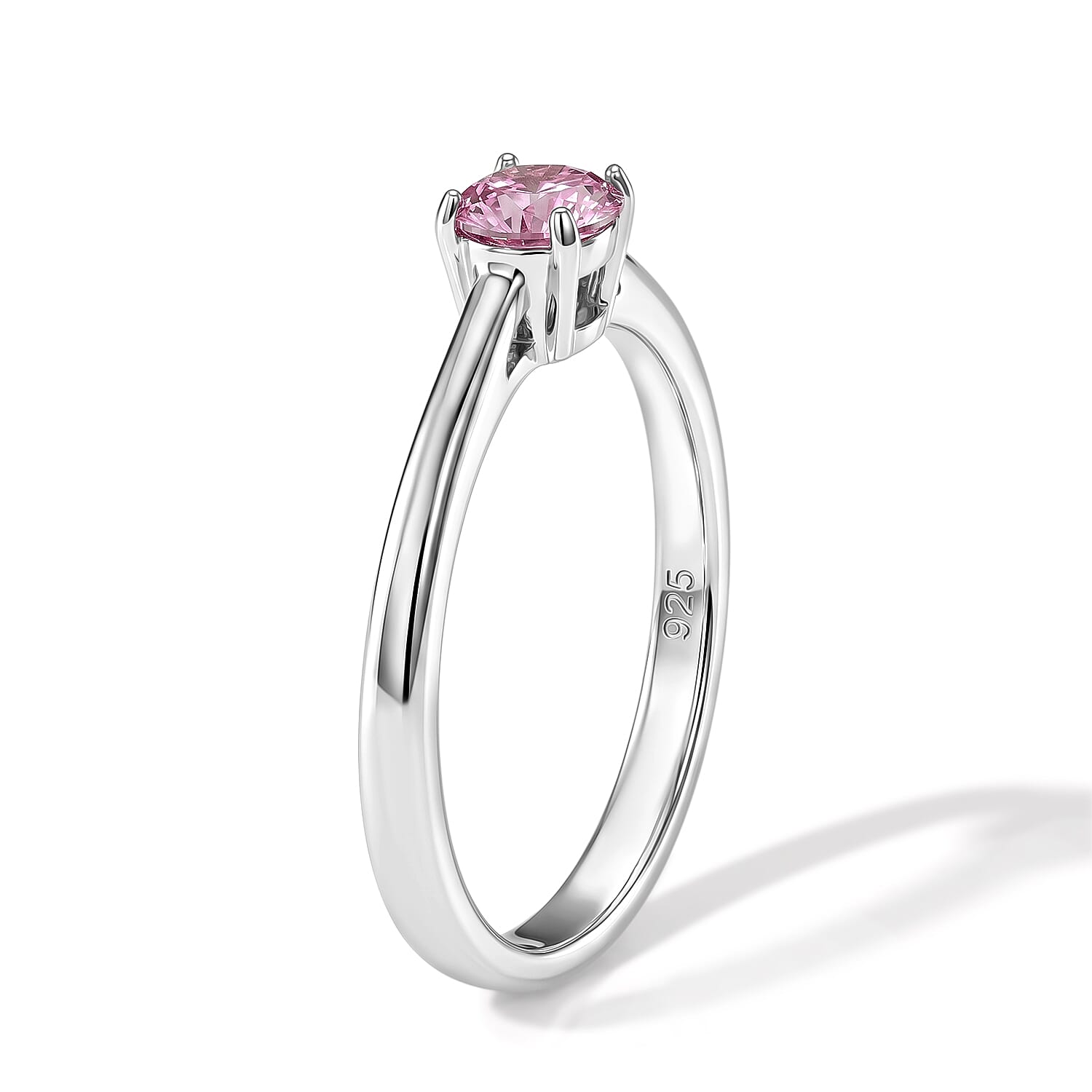 D'Joy - Pink Moissanite Solitaire Ring in Rose Gold Plated Sterling Silver