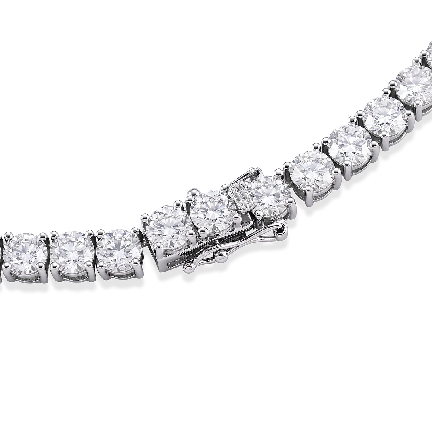 D'Joy - Pink Moissanite & Moissanite Drop Necklace (Size - 18) in Rhodium Overlay Sterling Silver 52.28 Ct, Silver Wt. 28.00 Gms