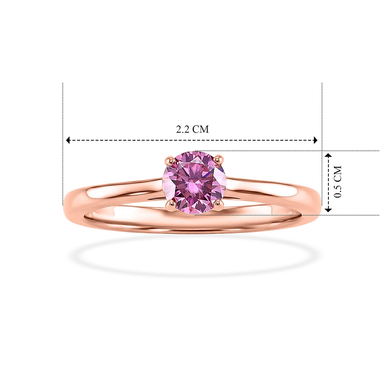 D'Joy - Pink Moissanite Solitaire Ring in Rose Gold Plated Sterling Silver