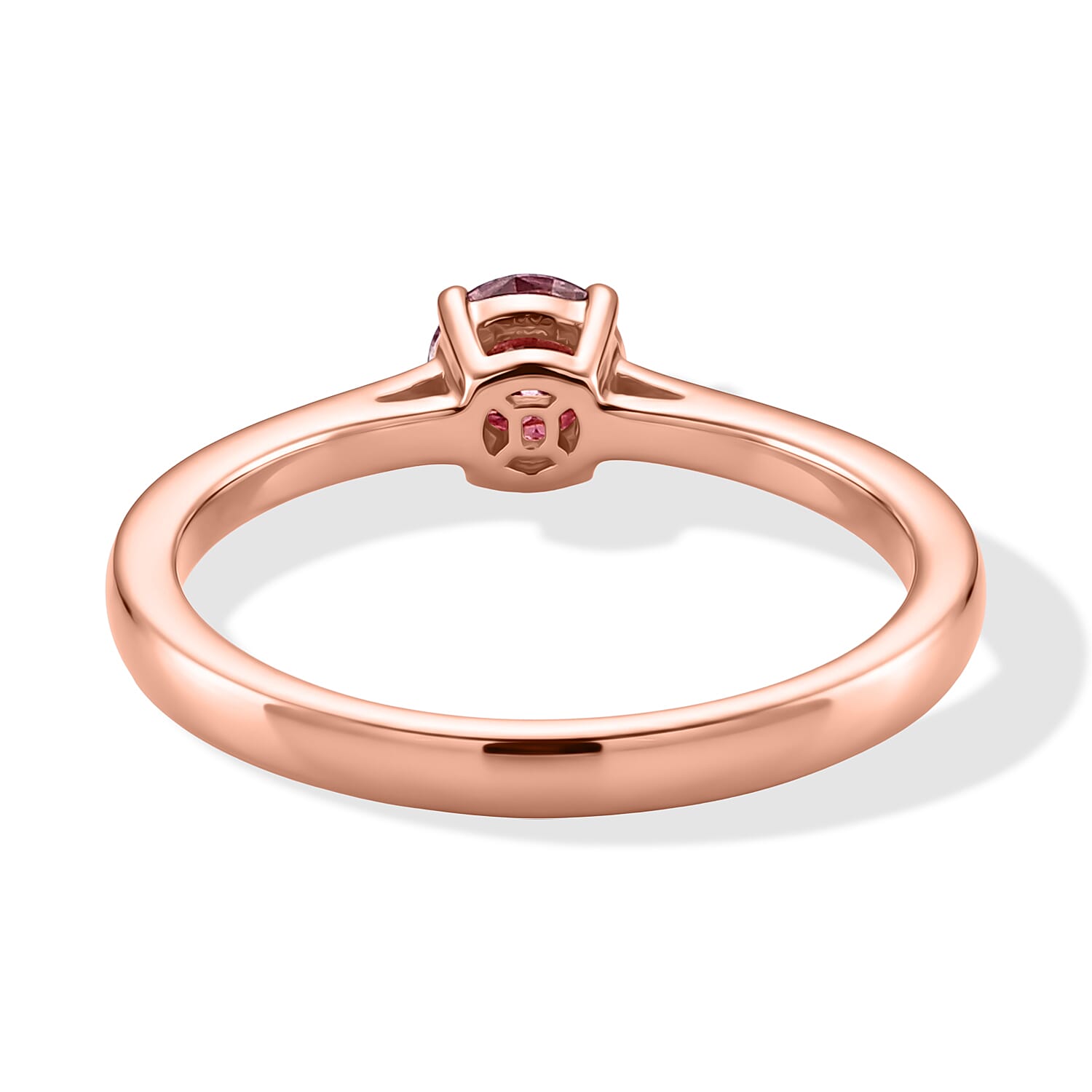 D'Joy - Pink Moissanite Solitaire Ring in Rose Gold Plated Sterling Silver