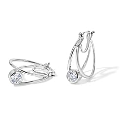 Royal Bali Collection - D'Joy Moissanite Hoop Earring with Clasp Back in Yellow Gold Plated Sterling Silver 1.60 Ct.