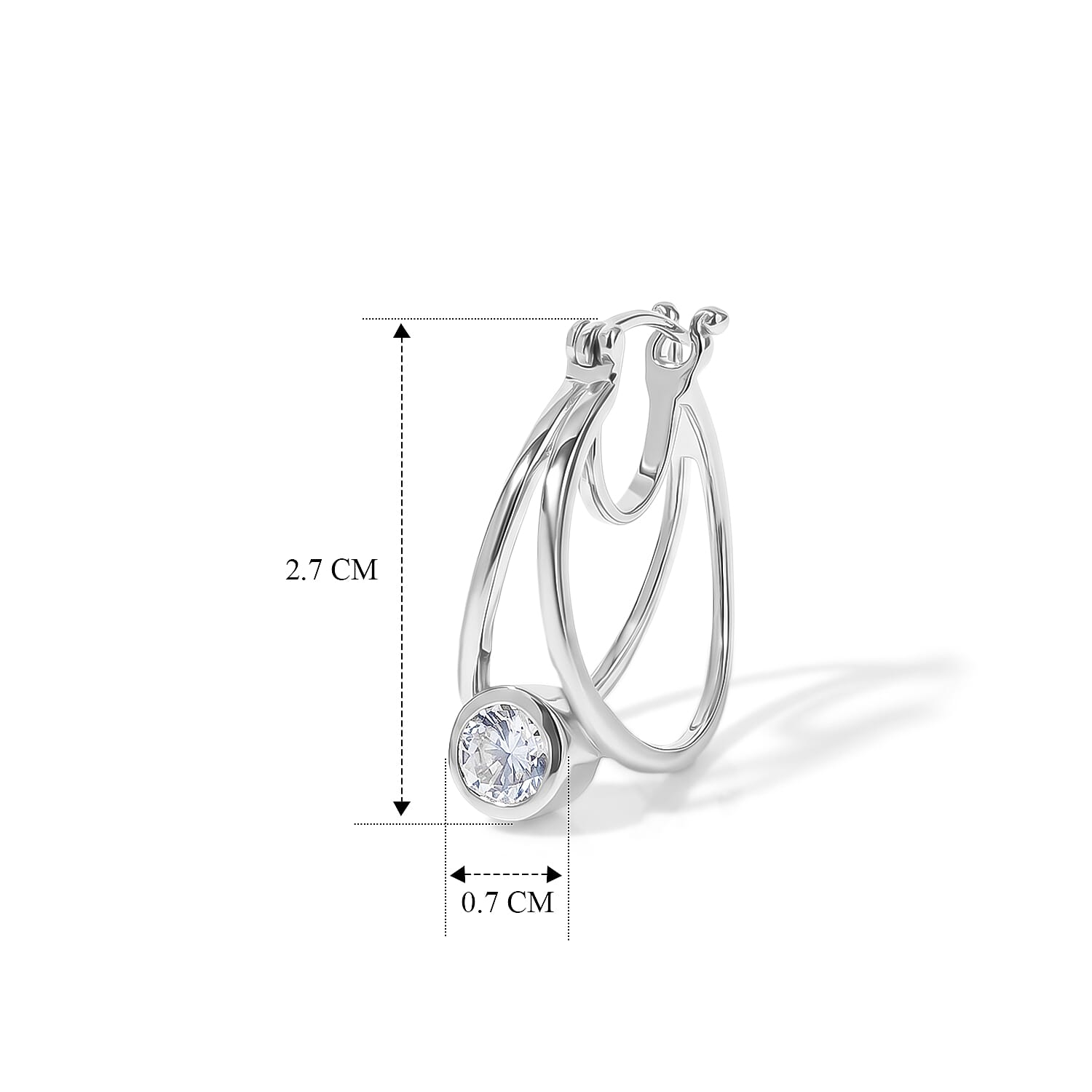 Royal Bali Collection - D'Joy Moissanite Hoop Earring with Clasp Back in Platinum Overlay Sterling Silver 1.60 Ct.