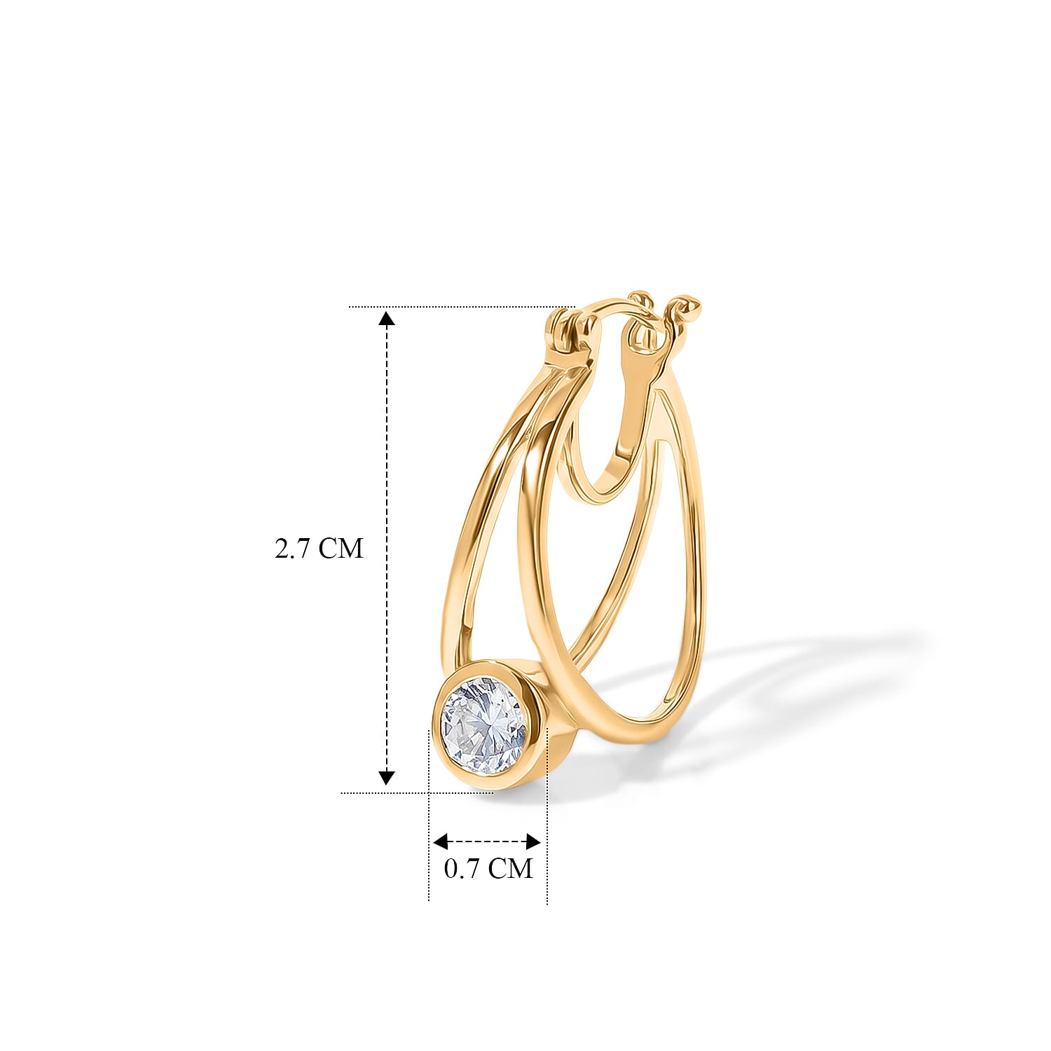 Royal Bali Collection - D'Joy Moissanite Hoop Earring with Clasp Back in Yellow Gold Plated Sterling Silver 1.60 Ct.
