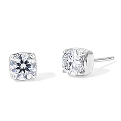 Royal Bali Collection - D'Joy Moissanite Solitaire Stud Push Post Earring in Platinum Overlay Sterling Silver 1.54 Ct.