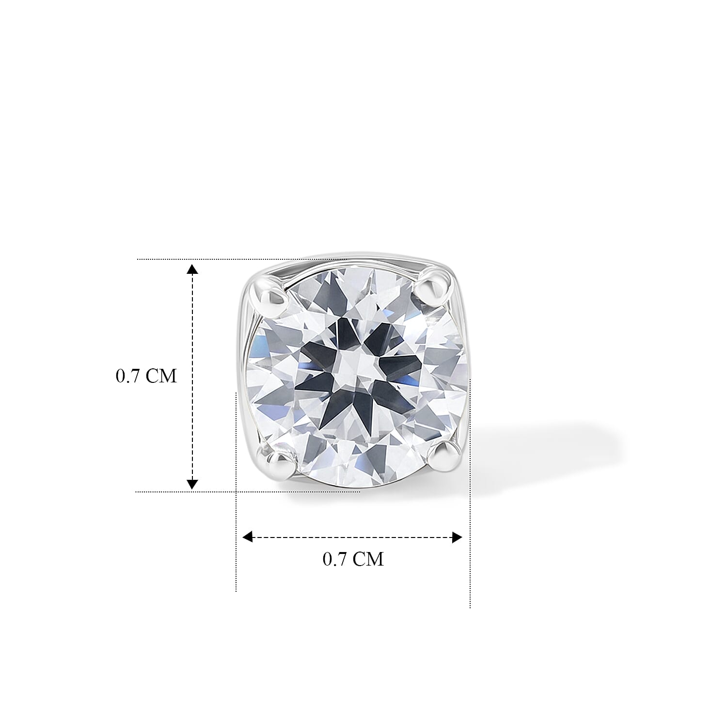 Royal Bali Collection - D'Joy Moissanite Solitaire Stud Push Post Earring in Platinum Overlay Sterling Silver 1.54 Ct.
