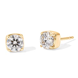 Royal Bali Collection - D'Joy Moissanite Solitaire Stud Push Post Earring in Platinum Overlay Sterling Silver 1.54 Ct.