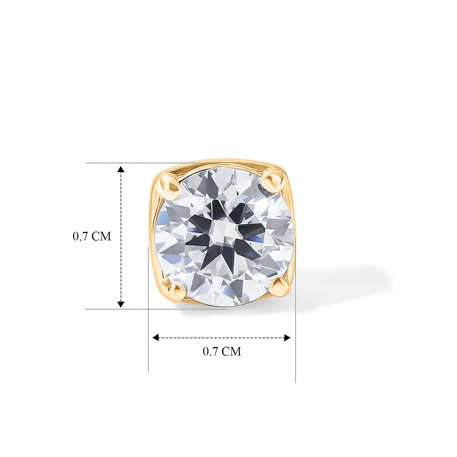 Royal Bali Collection - D'Joy Moissanite Solitaire Stud Push Post Earring in Yellow Gold Plated Sterling Silver 1.54 Ct.