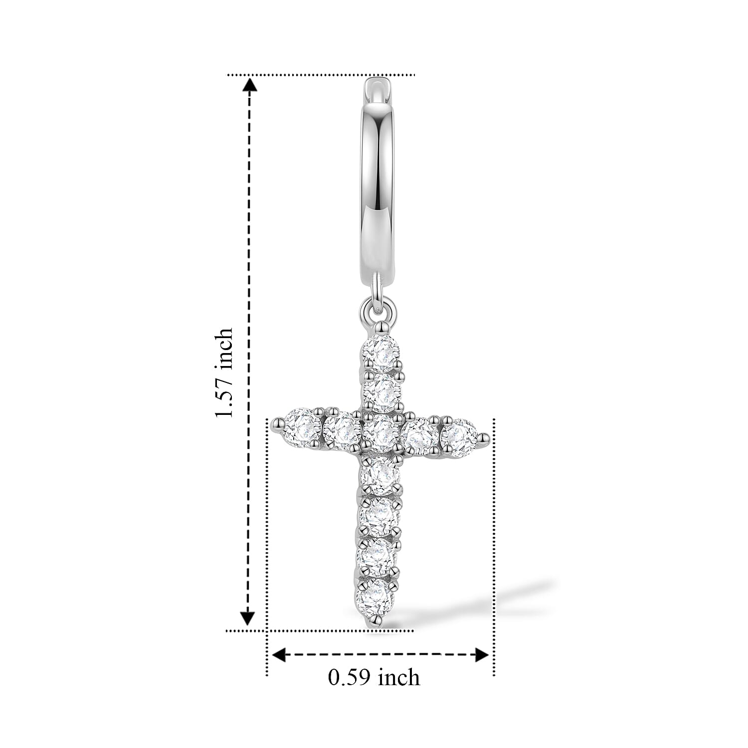 Royal Bali Collection - D'Joy Moissanite Cross Hoop Earring in Platinum Overlay Sterling Silver 1.00 Ct.