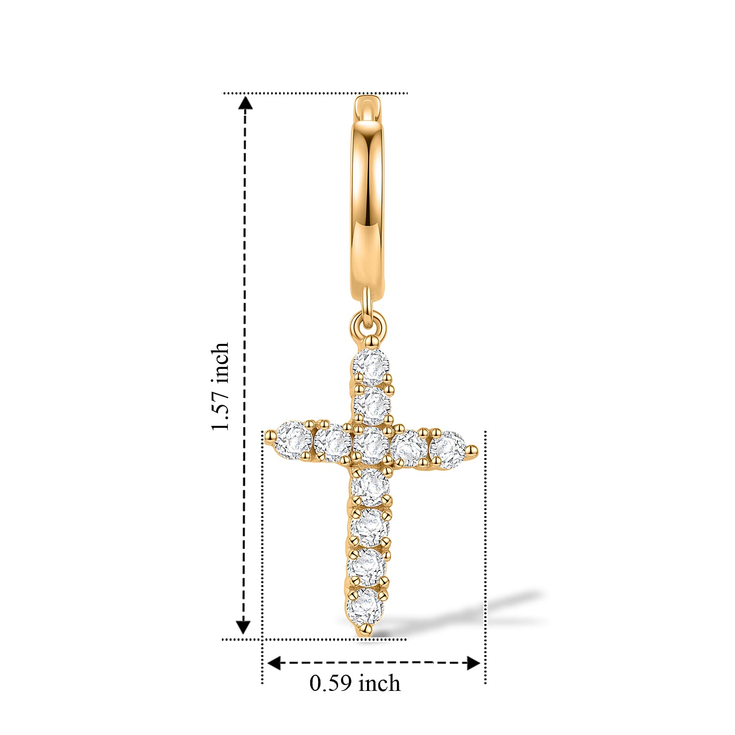 Royal Bali Collection - D'Joy Moissanite Cross Hoop Earring in Yellow Gold Plated Sterling Silver 1.00 Ct.