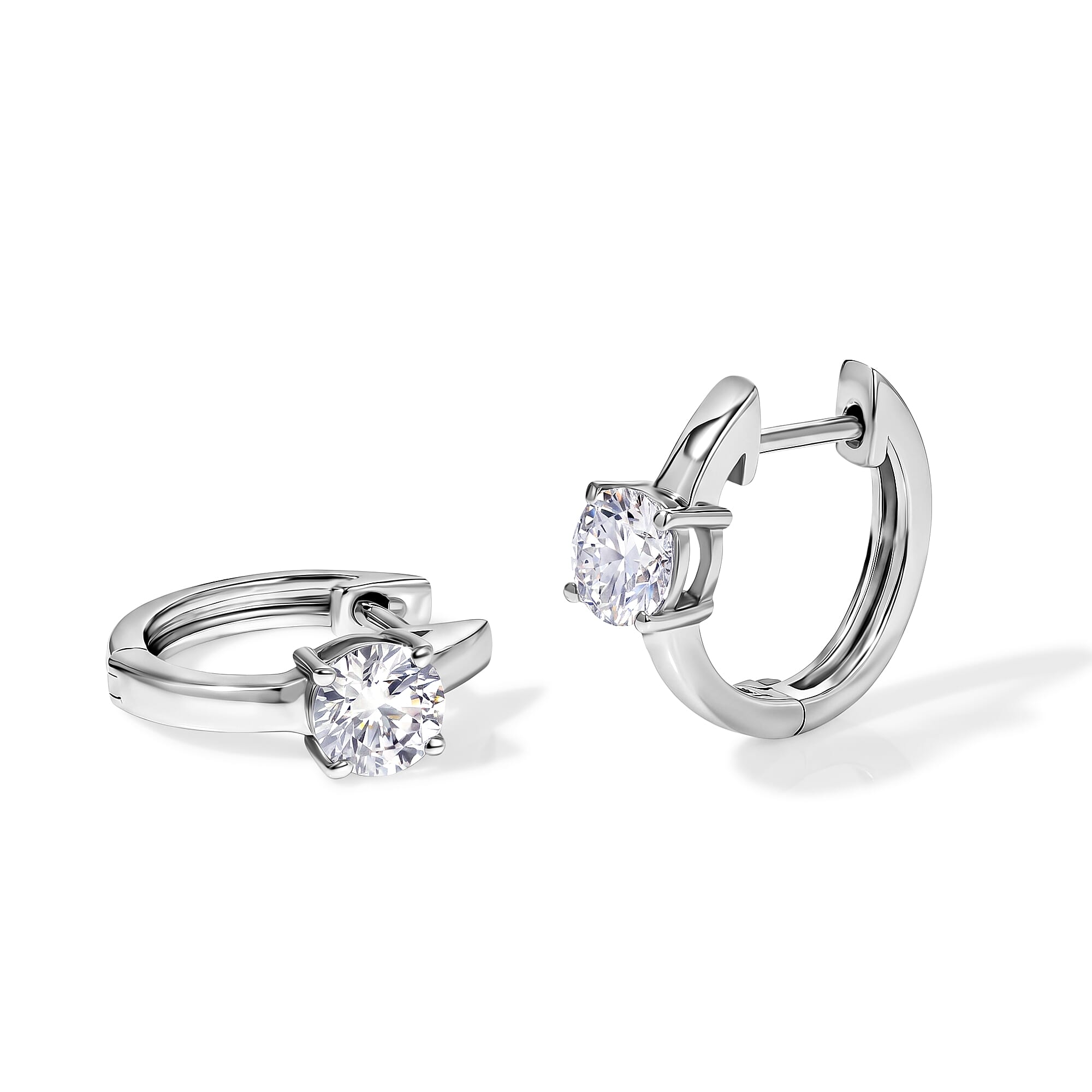 Royal Bali Collection - D'Joy Moissanite Hoop Earring in Platinum Overlay Sterling Silver 1.00 Ct.
