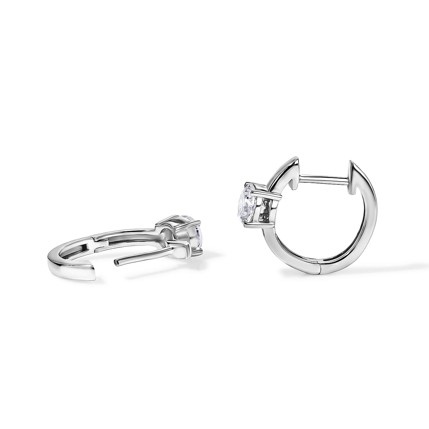 Royal Bali Collection - D'Joy Moissanite Hoop Earring in Platinum Overlay Sterling Silver 1.00 Ct.