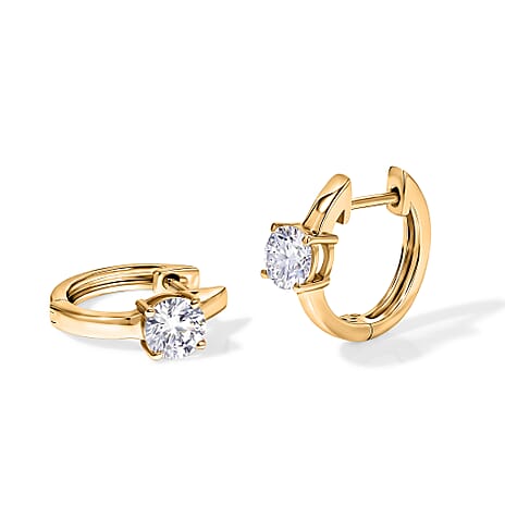 Royal Bali Collection - D'Joy Moissanite Hoop Earring in Yellow Gold Plated Sterling Silver 1.00 Ct.