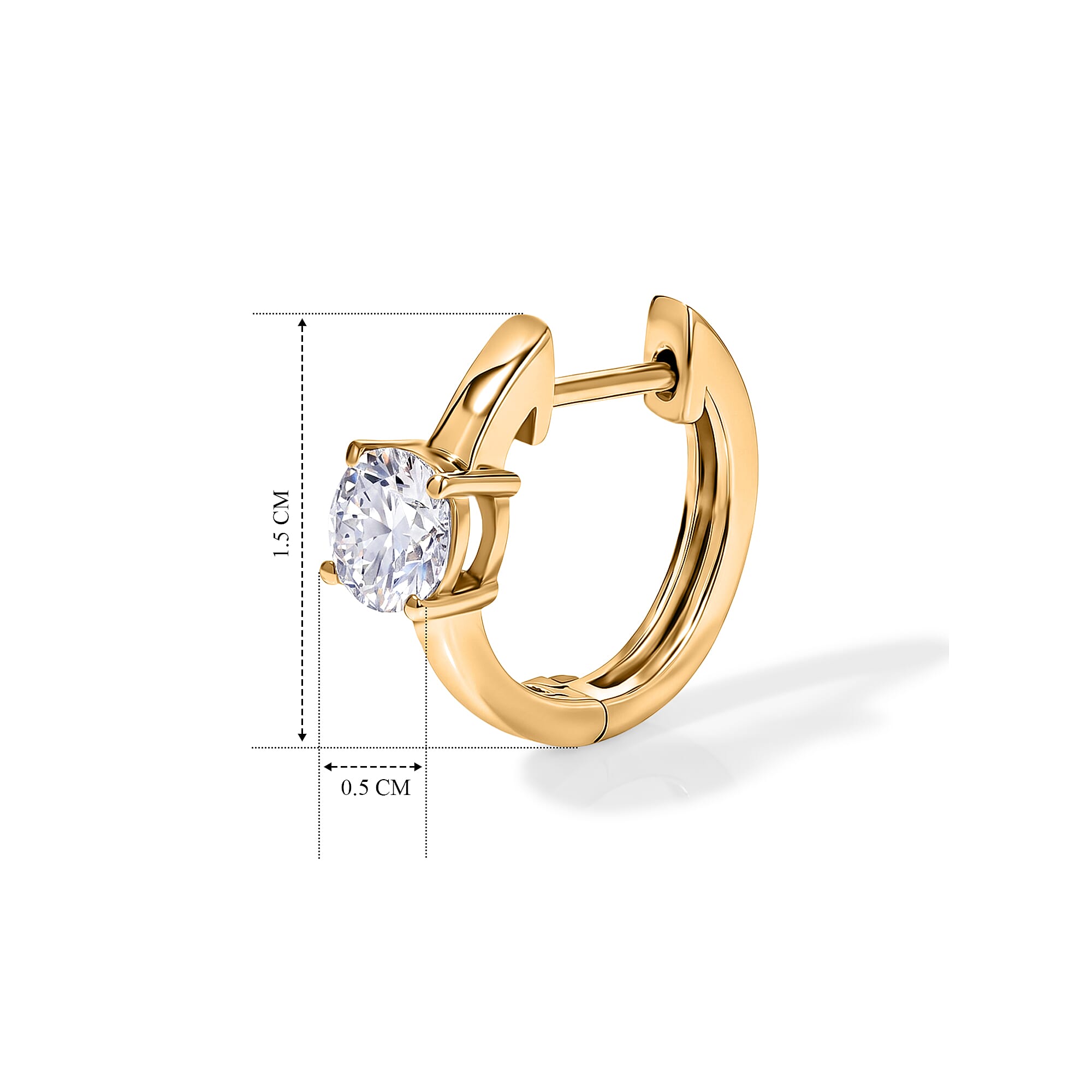 Royal Bali Collection - D'Joy Moissanite Hoop Earring in Yellow Gold Plated Sterling Silver 1.00 Ct.