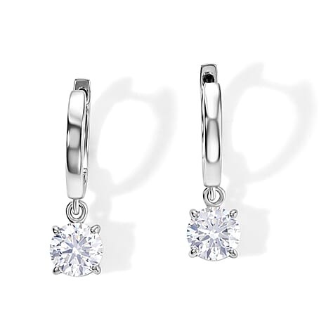Royal Bali Collection - D'Joy Moissanite Hoop Earring in Platinum Overlay Sterling Silver 1.60 Ct.