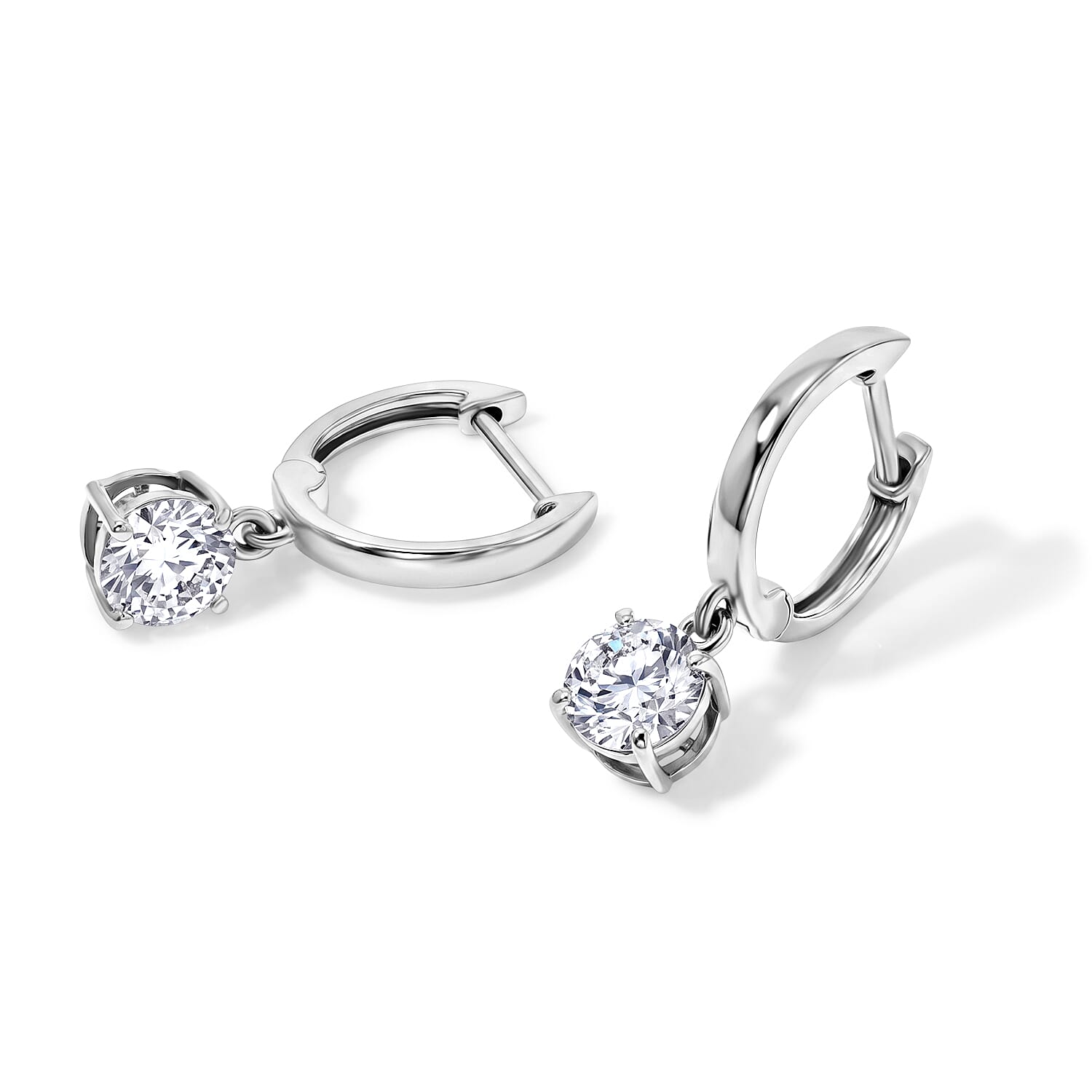 Royal Bali Collection - D'Joy Moissanite Hoop Earring in Platinum Overlay Sterling Silver 1.60 Ct.