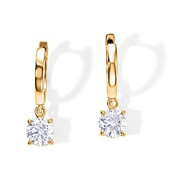Royal Bali Collection - D'Joy Moissanite Hoop Earring in Yellow Gold Plated Sterling Silver 1.60 Ct.