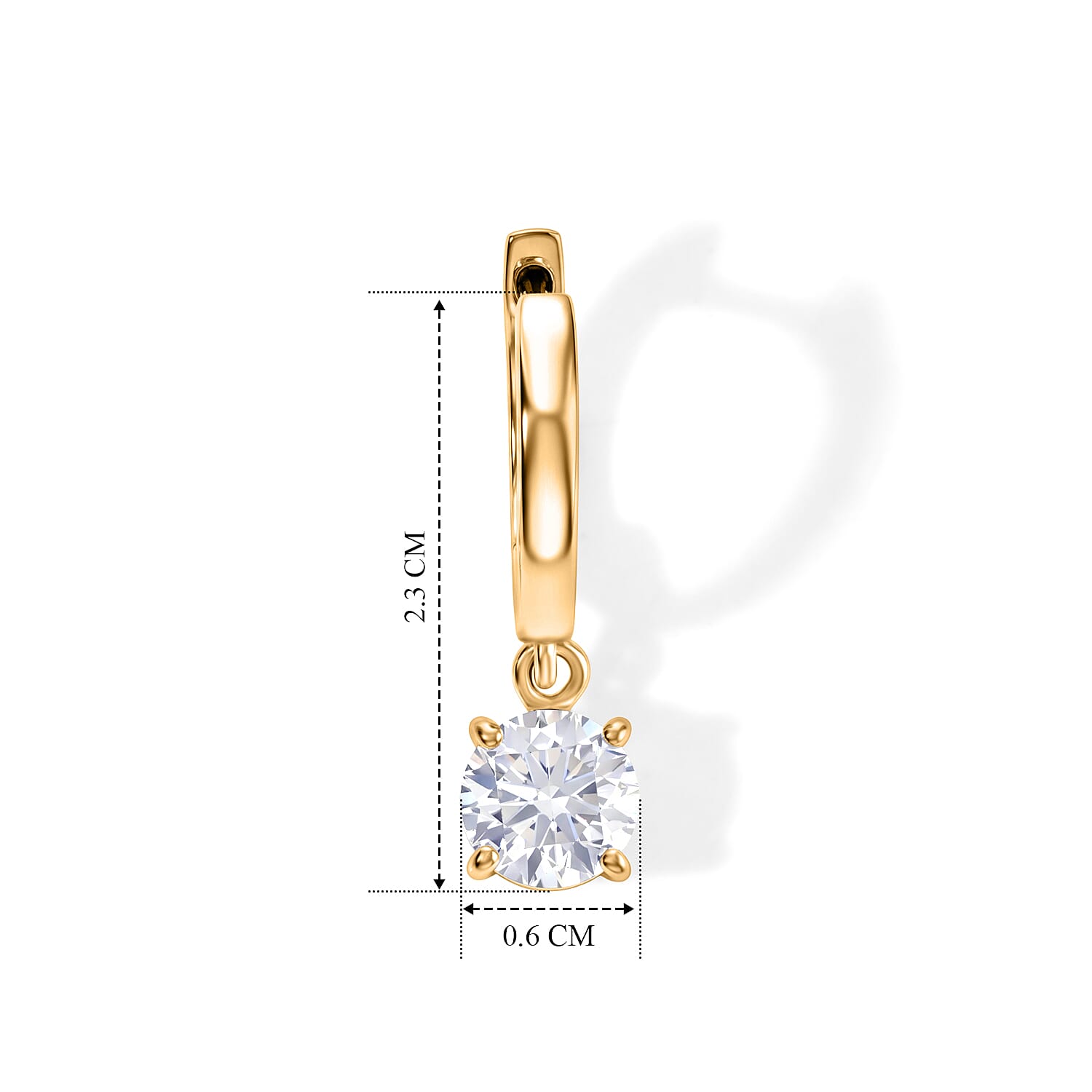 Royal Bali Collection - D'Joy Moissanite Hoop Earring in Yellow Gold Plated Sterling Silver 1.60 Ct.