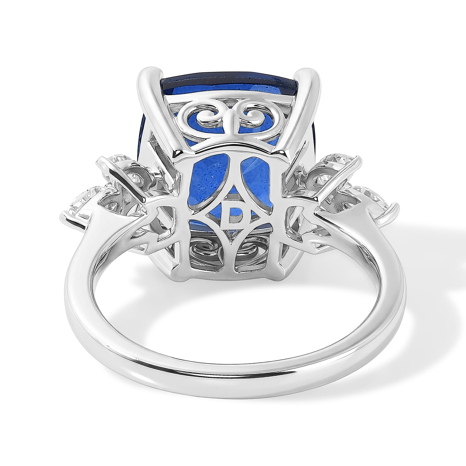 D'Joy - Ceylon Color Quartz & Moissanite Ring in Rhodium Overlay Sterling Silver 6.65 Ct.