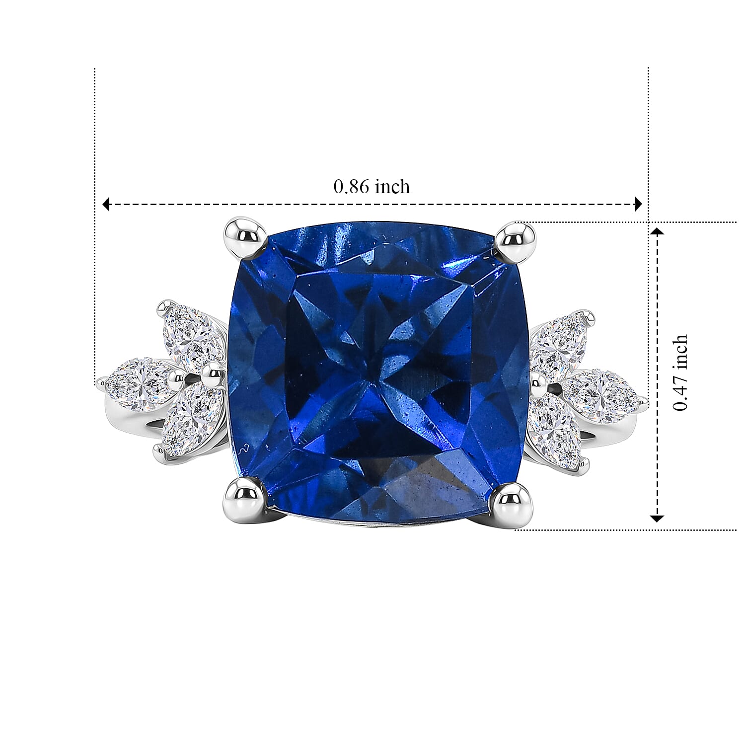 D'Joy - Ceylon Color Quartz & Moissanite Ring in Rhodium Overlay Sterling Silver 6.65 Ct.