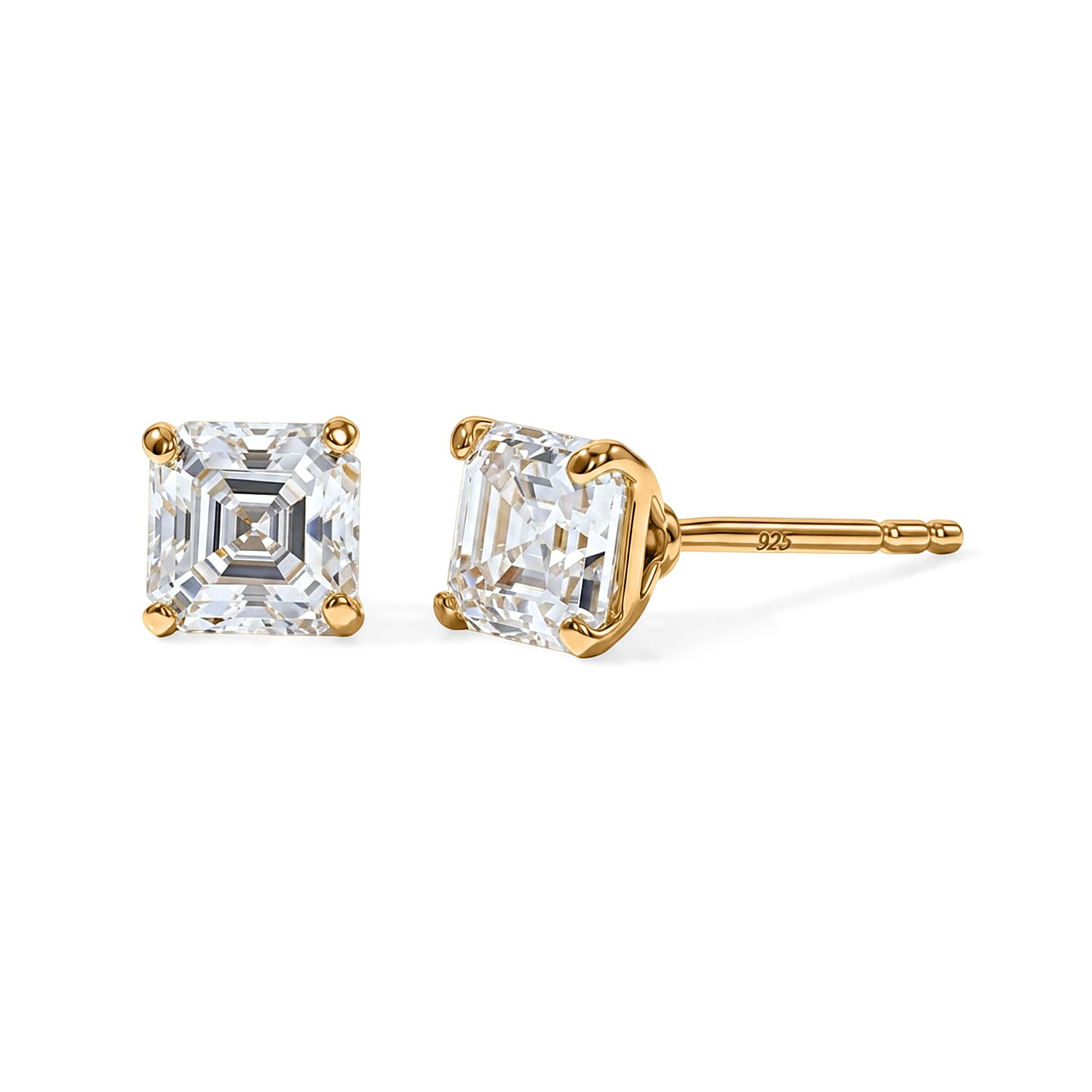 Moissanite Solitaire Stud Push Post Earring Sterling Silver  1.772  Ct.