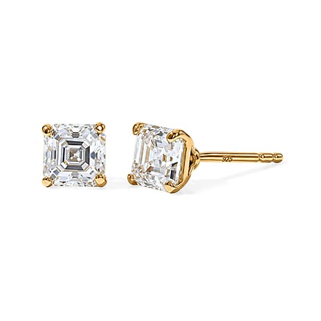 Moissanite Solitaire Stud Push Post Earring Sterling Silver  1.772  Ct.