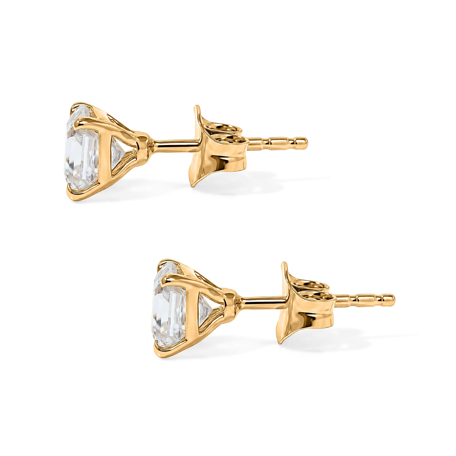 Moissanite Solitaire Stud Push Post Earring Sterling Silver  1.772  Ct.