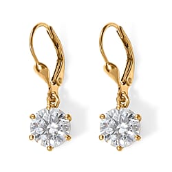 Moissanite Solitaire Stud Earring with Lever Back in Platinum Overlay Sterling Silver 5.00 Ct.
