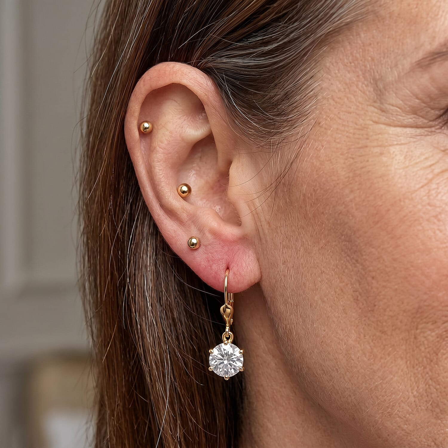 Moissanite Earring Sterling Silver  3.594  Ct.