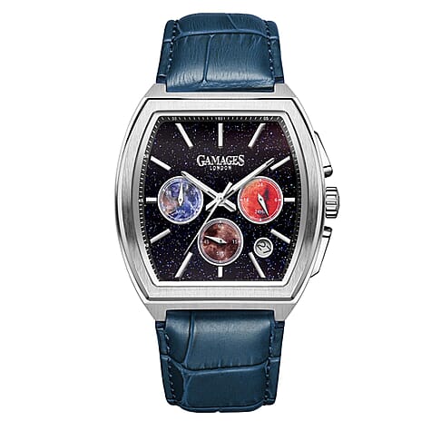 Gamages Of London Seiko Quartz Chronograph Mens Watch in Stainless Steel - Blue