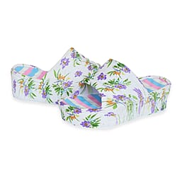 Womens Trendy Thick Soled Wedge Platform Floral Sliders