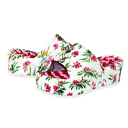 Womens Trendy Thick Soled Wedge Platform Floral Sliders