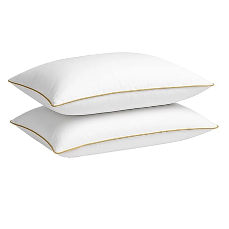 Set of 2 Luxury 100% Duck Feather & Duck Down Pillows - Non Allergenic, Anti Dustmite