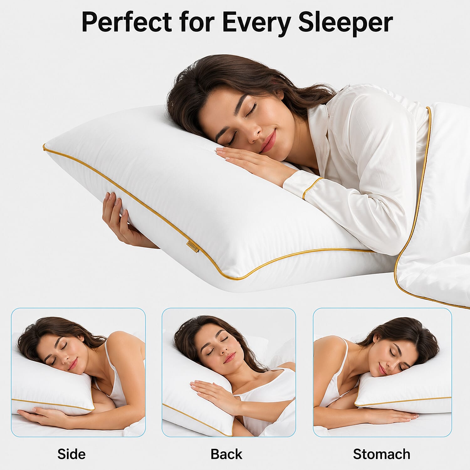 Set of 2 Luxury 100% Duck Feather & Duck Down Pillows - Non Allergenic, Anti Dustmite