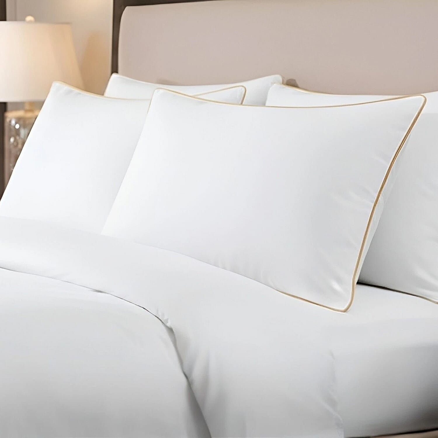Set of 2 Luxury 100% Duck Feather & Duck Down Pillows - Non Allergenic, Anti Dustmite