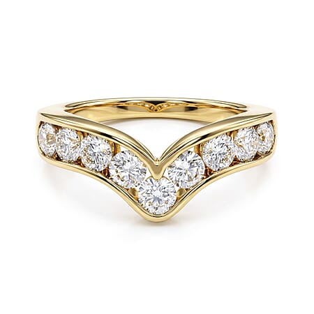 Luxuriant - SGL Certified Lab Grown Diamond (SI-G-H) Wishbone Ring in 18K Vermeil Yellow Gold Plated Sterling Silver 1.50 Ct.