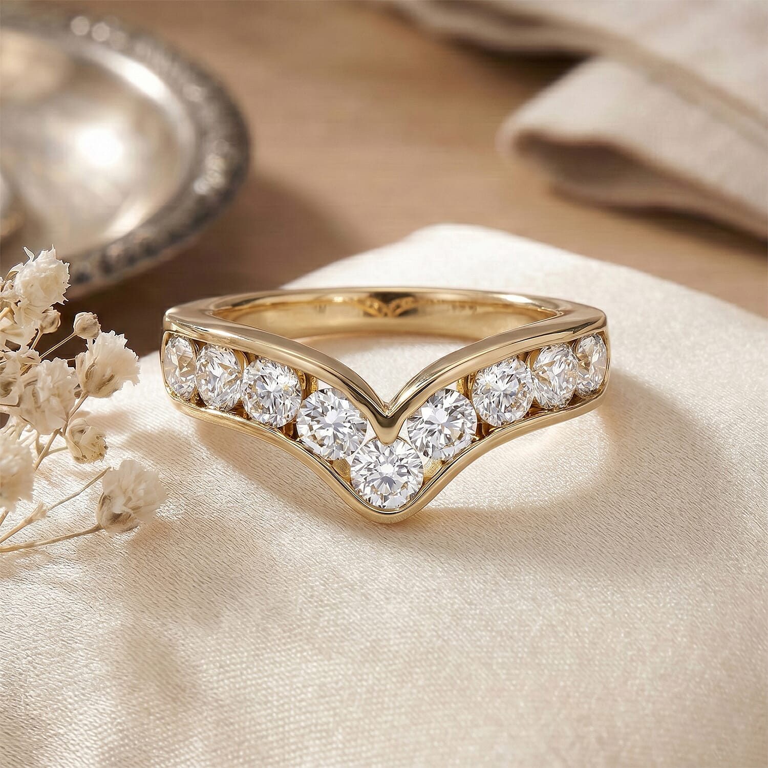 Luxuriant Lab Grown Diamond Ring in 18K YG VermeilSterling Silver, Silver Wt.5 Gms  1.503  Ct.