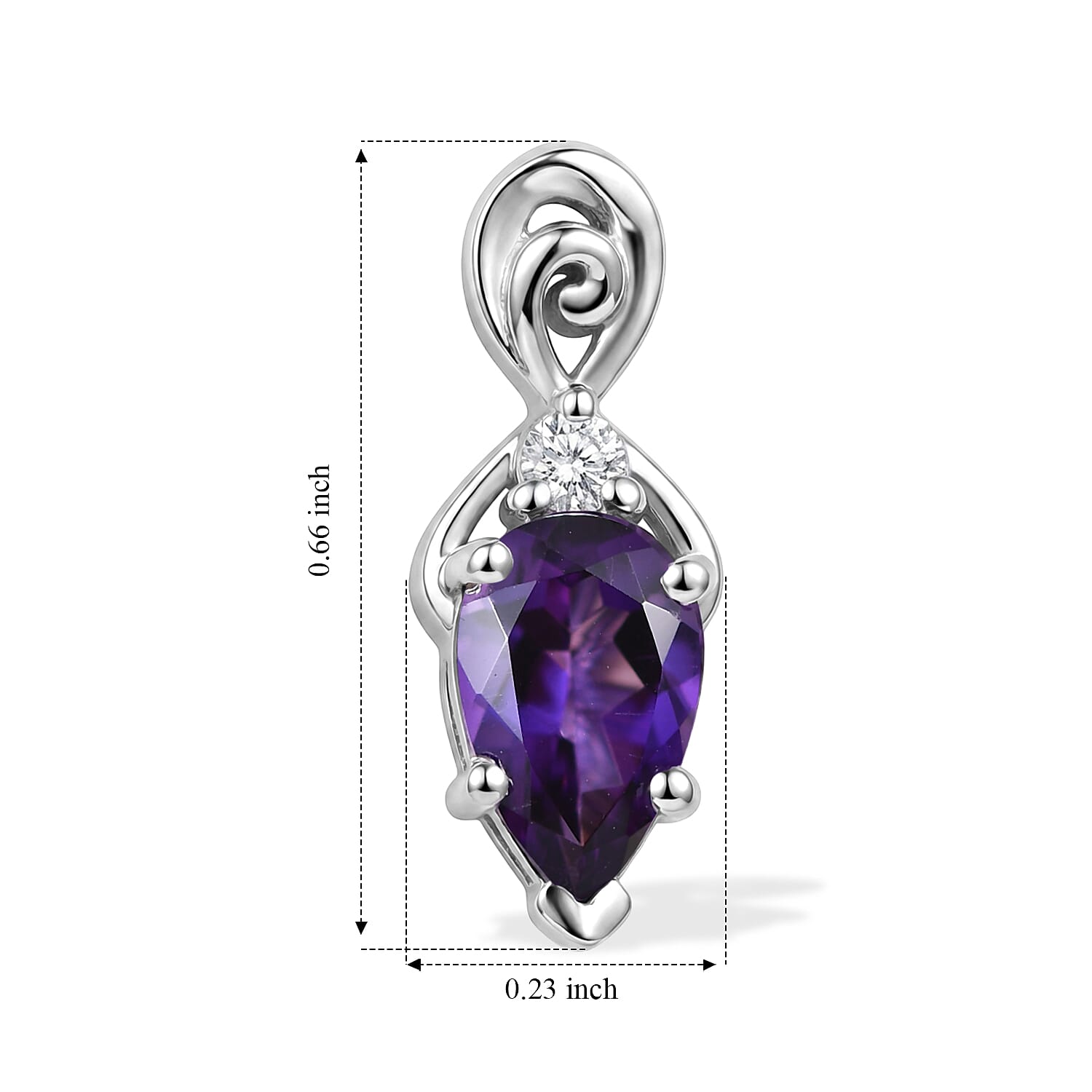 D'Joy - Moroccan Amethyst & White Zircon Earring with Push Post in Platinum Overlay Sterling Silver 1.70 Ct.