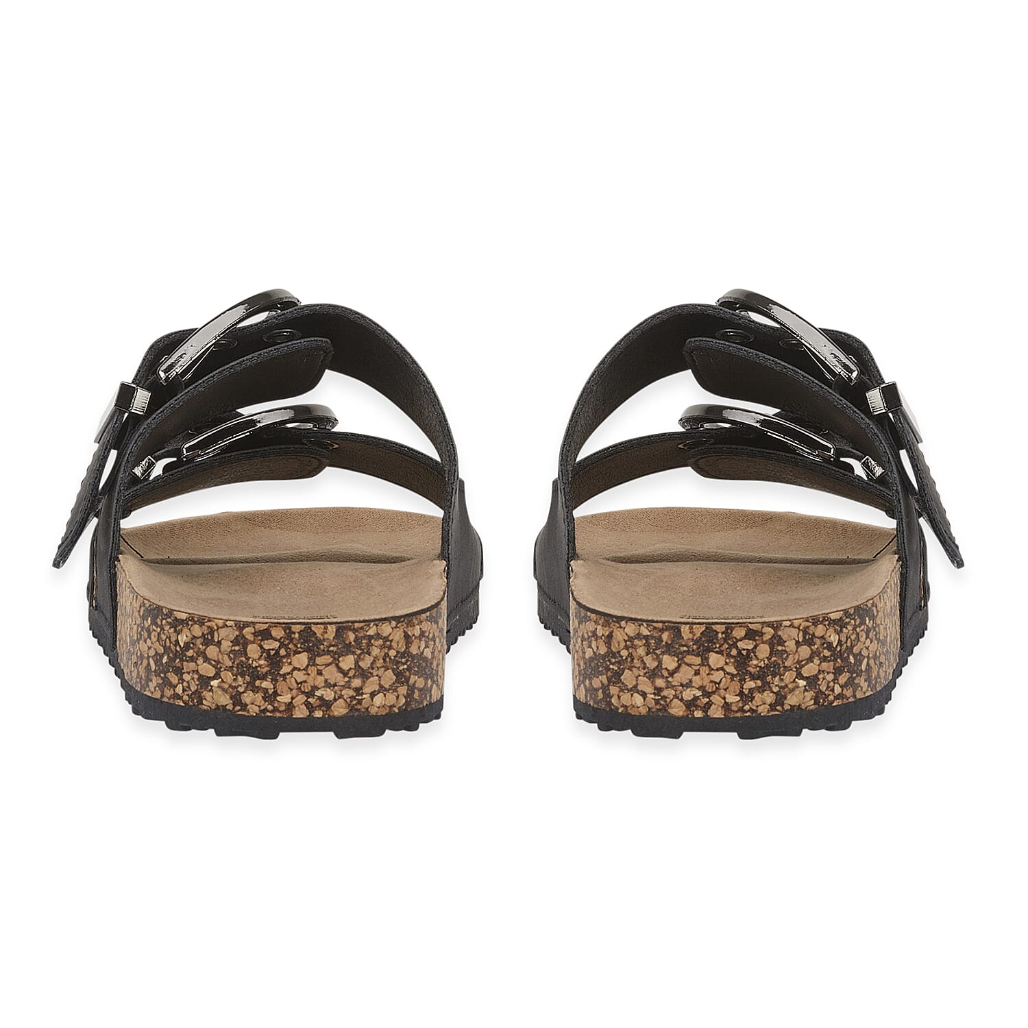 Natalia Ladies Dual Buckle Strap Cork Sandals with Textured Outsole