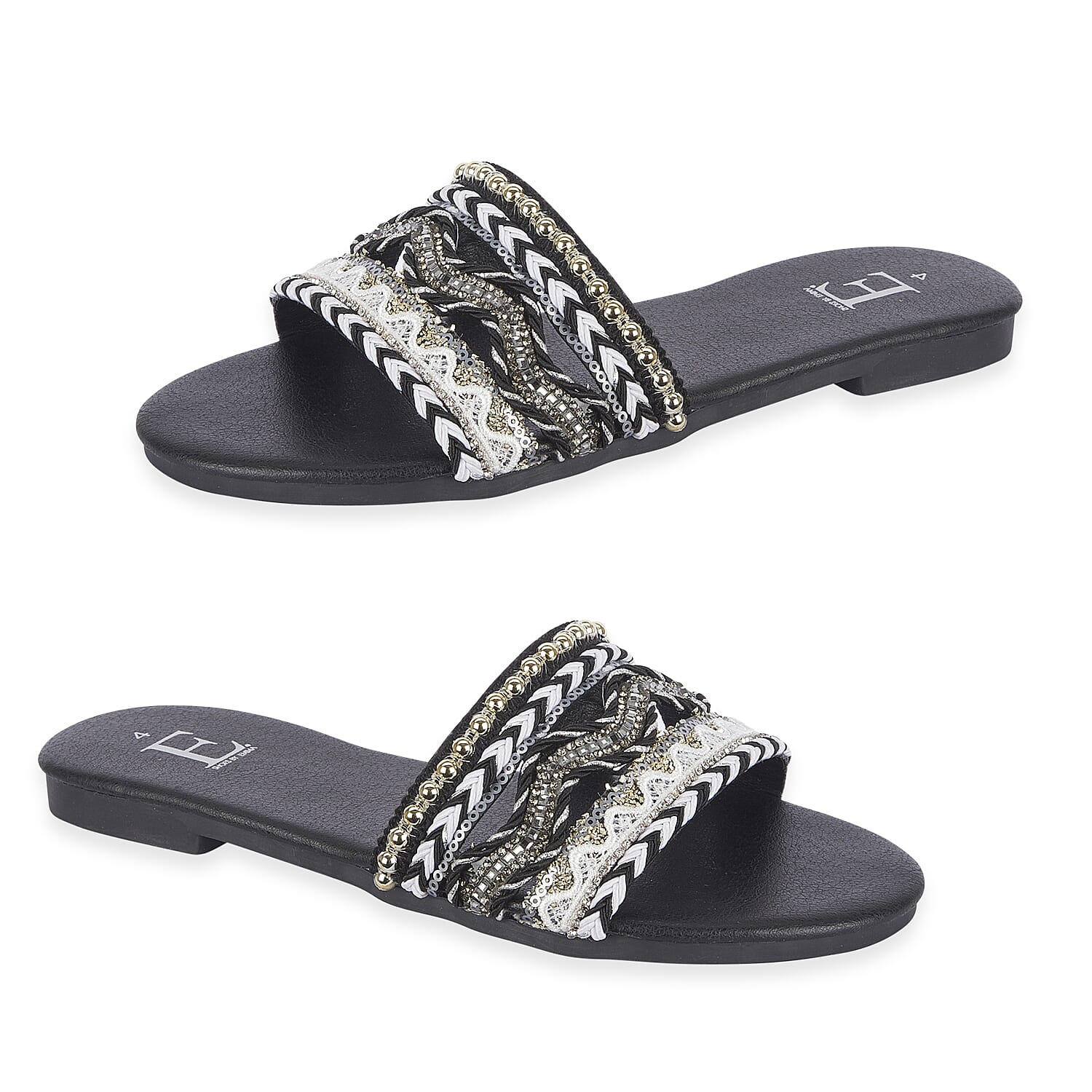 Gypsy Ladies Beaded Boho Band Open Casual Flat Sandals