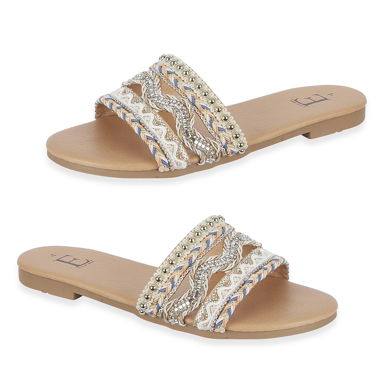 Gypsy Ladies Beaded Boho Band Open Casual Flat Sandals