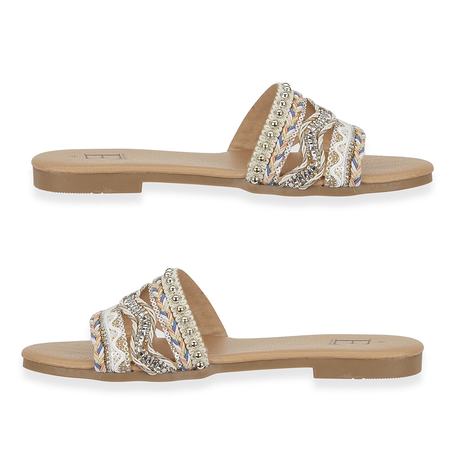 Gypsy Ladies Beaded Boho Band Open Casual Flat Sandals